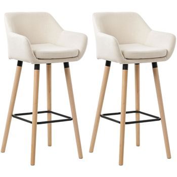 Juego De 2 Taburetes De Bar Grant De Tela Beige 50x51x101 Cm Clp