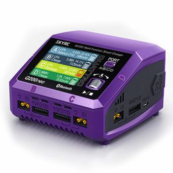 Cargador inteligente multi-función SkyRC Q200neo de 4 canales AC 200W DC 400W 10A * 4 para baterías de 1-6S Lipo LiHV Li