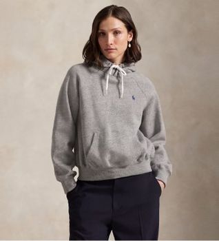 Polo Ralph Lauren para mujer. 211971698004 Sudadera de felpa Shrunken Fit gris (M), Casual, Algodón