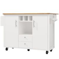 isla de cocina blanca de 1379 cm con mesa plegable y ruedas