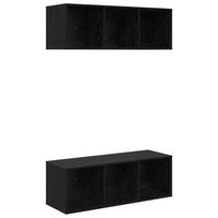 conjunto de mueble de tv 2 uds  mueble de salon  gabinete de tv roble negro 37 x 37 x 107 cm
