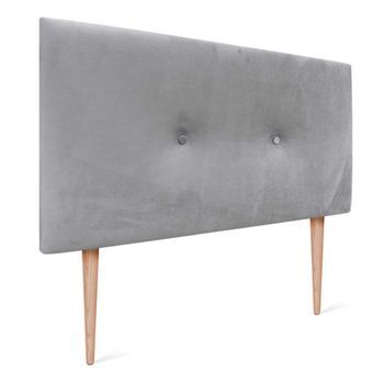 Dhome Cabecero De Terciopelo Liso Con Botones 95x115 Con Patas Camas 80/90 - Gris Claro