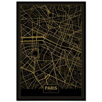 Panorama Cuadro De Aluminio Mapa Oro De París 70x100 Cm