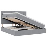 cama con almacenamiento y colchon gris claro 160 x 200 cm tela vidaxl