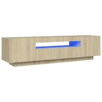 mueble de tv  mueble de salon  mesa de tv con luces led roble sonoma 160x35x40 cm