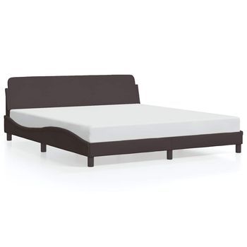 Cama Matrimonial | Cama Para Adultos | Estructura De Cama Con Cabecero De Tela Marrón 160x200 Cm
