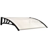 outsunny toldo de puerta 75 x 100 cm toldo en voladizo cubierta policarbonato blanco