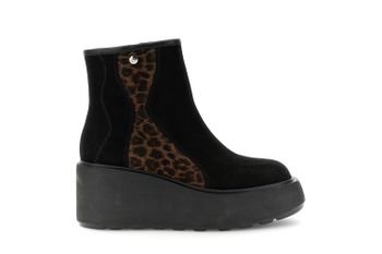 botines de cuña de ante con detalle de leopardo spotted black 38