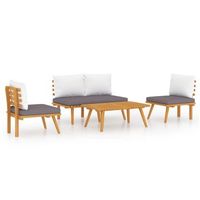 set de muebles de jardin 4 piezas  mobiliario de jardin con cojines madera de acacia