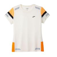 camiseta manga corta brooks run visible 20 blanca naranja mujer talla xs