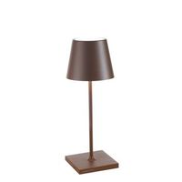 lampara de mesa led zafferano poldina pro mini corten recargable y regulable con duracion de bateria de hasta 12 horas