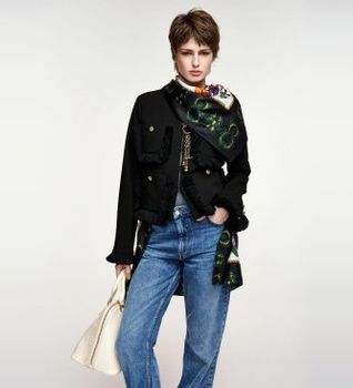 Essentiel Antwerp para mujer. KINETIC Chaqueta entallada con detalles de flecos y bolsillos de parche negro (40), Casual, Poliéster