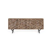 aparador artesanal de 4 puertas en madera de mango 177 cm