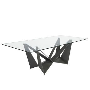 Mesa Comedor Rectangular Cristal Templado Y Acero Negro Angel Cerdá 1128 240x120x75