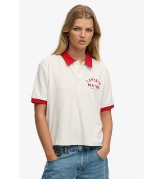 Superdry para mujer. W6012210A Polo Heritage Terry beige (S), Casual, Algodón, Manga corta