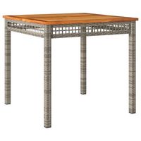mesa de jardin  mesa de exterior ratan sintetico madera acacia gris 80x80x75 cm