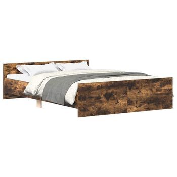 Estructura De Cama Con Cabecero Piecero Roble Ahumado 120x200cm Vidaxl