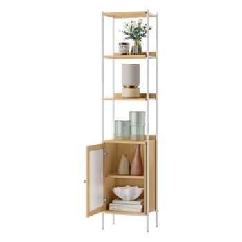 Librería de 6 Niveles, Beige Roble + Blanco Perla / 40B cm / Plástico PC