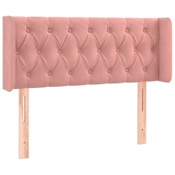 Cabecero Cama Mueble De Dormitorio Con Led De Terciopelo 103 X 16 X 78/88 Cm Rosa M02_0001879