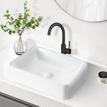 Lavabo De Sobreponer 48x37x13,5 Cm Cerámica Para Aseo De Invitados Zmh