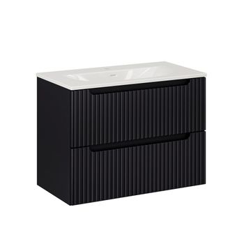 Mueble lavabo individual encastrado paneles de melamina y mdf negro