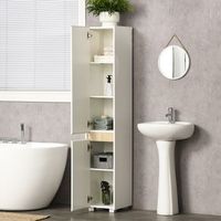 armario alto bano de melamina madera abs kleankin 30x33x165 cm-blanco