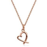 cadena de acero inoxidable chapado en oro rosa colgante corazon