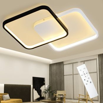 Nettlife Lámpara De Techo Led Metal Negro 55w Moderna Regulable Con Mando A Distancia 43cm Lámpara De De Diseño  Dormitorio Habitación Infantil