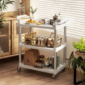 Carrito Auxiliar De Pp, Aleación De Aluminio Homcom 88x44x93cm Blanco
