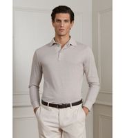 hackett london para hombre hm5500036 polo de manga larga cash beige l casual algodon clasico