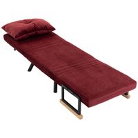 homcom sillon cama acolchado 3 en 1 con respaldo reclinable en 5 posiciones y cojin 63x73x81 cm rojo vino   aosom espana