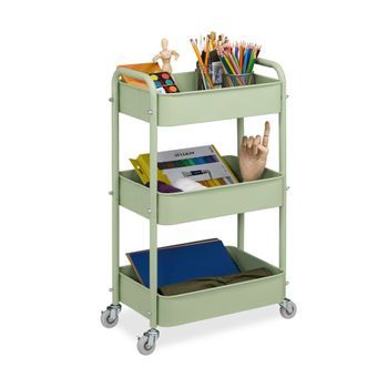 Carro Con 3 Estantes - Green/grey - 11x43.5x33.7cm