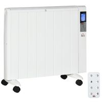 homcom calefactor electrico con ruedas 9 modos preinstalados posibilidad de montaje en pared 5-35c blanco 75 x 75 x 585 cm
