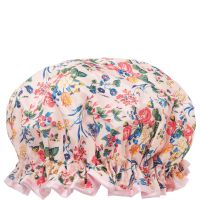 the vintage cosmetic company shower cap - pink floral satin