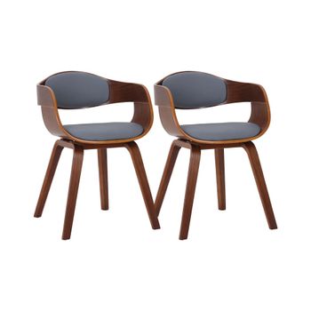Set de 2 sillas con asiento en Simil cuero Nogal/gris