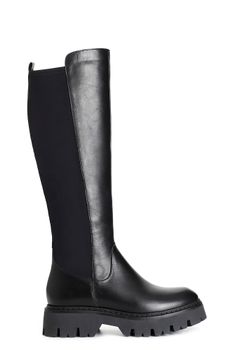 bota en piel y lycra. black