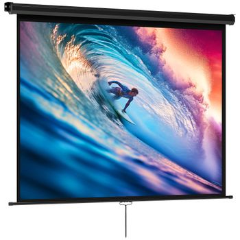 HOMCOM Pantalla de Proyección 84 pulgadas 4:3 – 160° y Montaje Techo/Pared, Negro   Aosom España