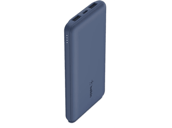 Powerbank - Belkin BPB011BTBL, 10000 mAh, Dos puertos USB-A de 12 W, Un puerto USB-C 15 Azul