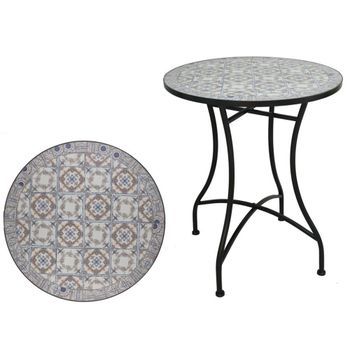 Mesa De Jardín Redonda Mosaico Cerámico Berliner Ø60x71cm