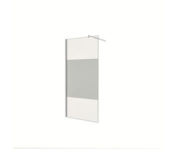 Mampara de ducha fija serigrafiado central vidrio 8mm con película de seguridad a prueba de explosiones (98-100)x200cm con barra 70-120cm