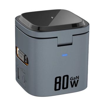 [GaN Tech] MXCD-15S Estación de Carga Inalámbrica de Escritorio Magnética 6-en-1 Viene con Cable Retráctil Tipo-C USB-C+