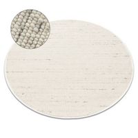 alfombra nepal 2100 circulo blanco  naturales gris - lana de doble  circulo 160 cm