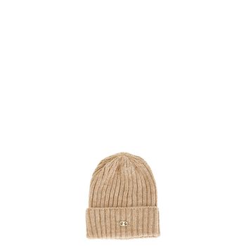 gorro de punto canalé camel taglia unica
