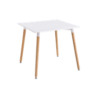 mesa de comedor cuadrada nola blanco y madera natural
