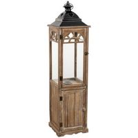 farol de madera marron 26x26x1025h cm