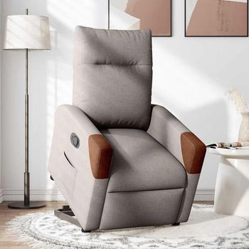 Sillón De Salón | Silla | Silló Reclinable Elevable Tela Gris Taupe
