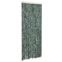 cortina antimoscas chenilla verde y blanco 100x200 cm
