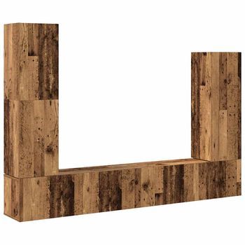 Conjunto De Mueble Tv 4 Uds | Mueble De Salón | Mesa De Tv Montado La Pared Madera Vieja