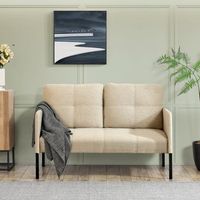 sofa de 2 plazas reichling con reposabrazos madera espuma poliester 77 x 119 x 69 cm - beige encasa
