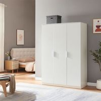 armario ropero eiselfing 3 puertas 1 perchero 4 compartimentos mdf 176x120x52 cm - blanco encasa